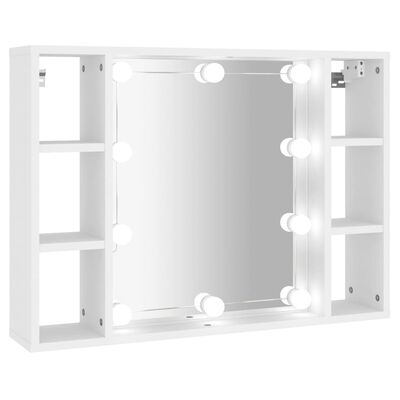 vidaXL Spegelskåp med LED vit 76x15x55 cm