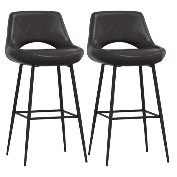 vidaXL Barstolar 2 st gr&aring; konstl&auml;der