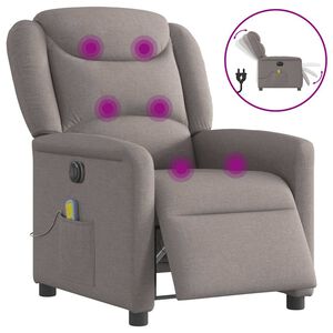 vidaXL Elektrisk massagef&aring;t&ouml;lj taupe tyg