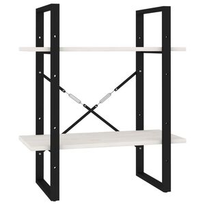 vidaXL Bokhylla 2 hyllplan vit 60x30x70 cm massiv furu