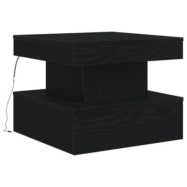 vidaXL Soffbord med LED svart ek 50x50x40 cm