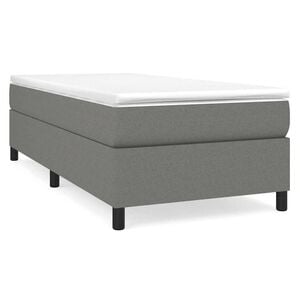 vidaXL Boxspring-s&auml;ngram m&ouml;rkgr&aring; 90x200 cm tyg