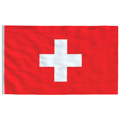 vidaXL Schweiz flagga och flaggstång 6,23 m aluminium