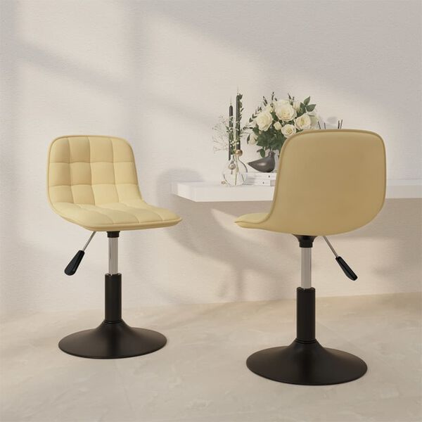 vidaXL Snurrbara matstolar 2 st gr&auml;ddvit sammet