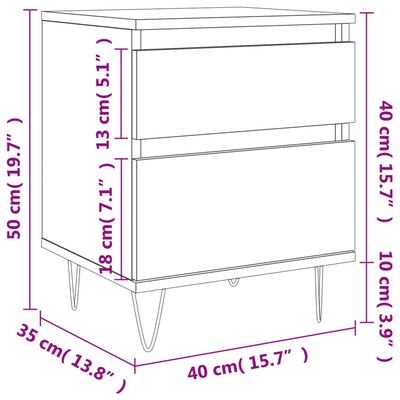 vidaXL Sängbord 2 st svart 40x35x50 cm konstruerat trä