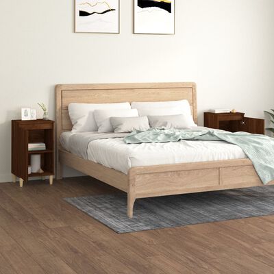 vidaXL Sängbord 2 st rökfärgad brun ek 40x35x70 cm konstruerat trä