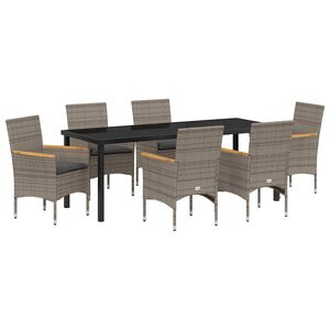 vidaXL Tr&auml;dg&aring;rdsm&ouml;belset med kudde 7 pcs Gr&aring; konstrotting