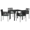 vidaXL Tr&auml;dg&aring;rdsm&ouml;belset 5 pcs Svart PE Rattan