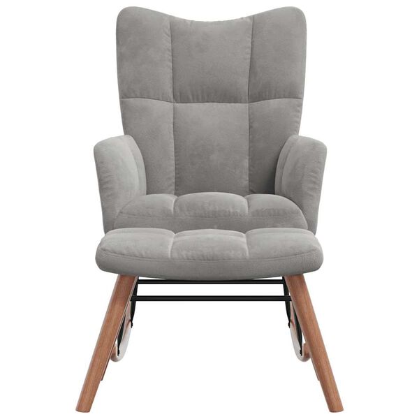 vidaXL Gungstol med fotpall ljusgr&aring; sammet