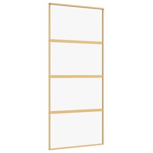 vidaXL Skjutd&ouml;rr guld 90x205 cm klart ESG-glas och aluminium