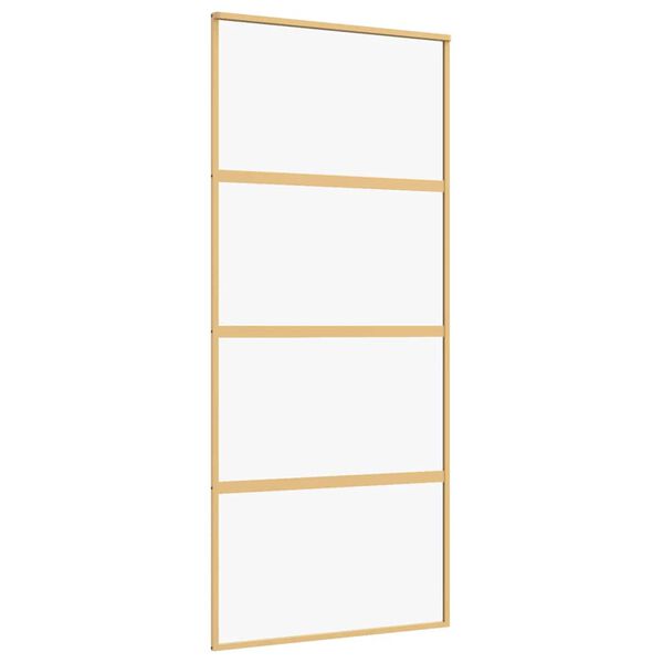 vidaXL Skjutd&ouml;rr guld 90x205 cm klart ESG-glas och aluminium