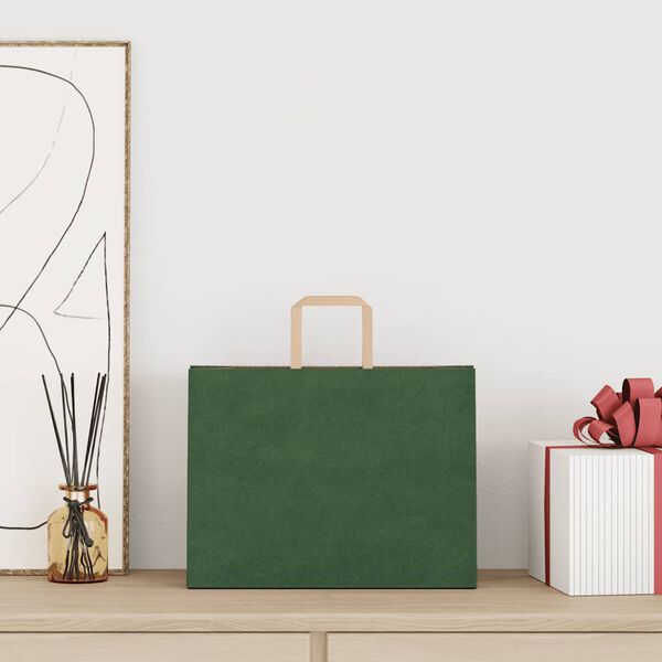 vidaXL Pappersp&aring;sar 50 st med handtag gr&ouml;n 32x17x25 cm