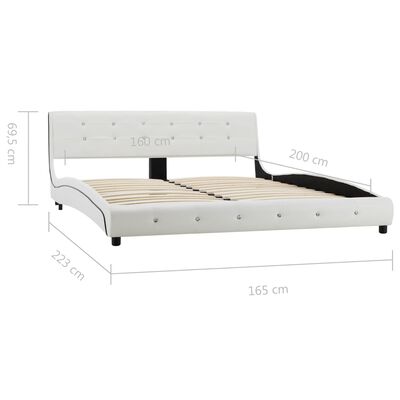 vidaXL Säng med memoryskummadrass vit konstläder 160x200 cm