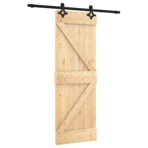 vidaXL Skjutd&ouml;rr Naturlig och svart 70 x 210 cm Massiv furutr&auml;d&ouml;rr