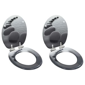 vidaXL Toalettsitsar med mjuk st&auml;ngning 2 st MDF stenar