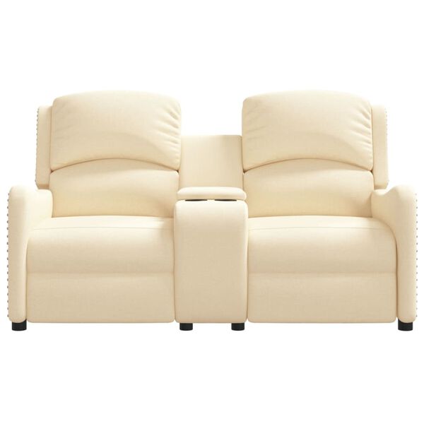 vidaXL Massagefåtölj med kopphållare 2-sits gräddvit tyg
