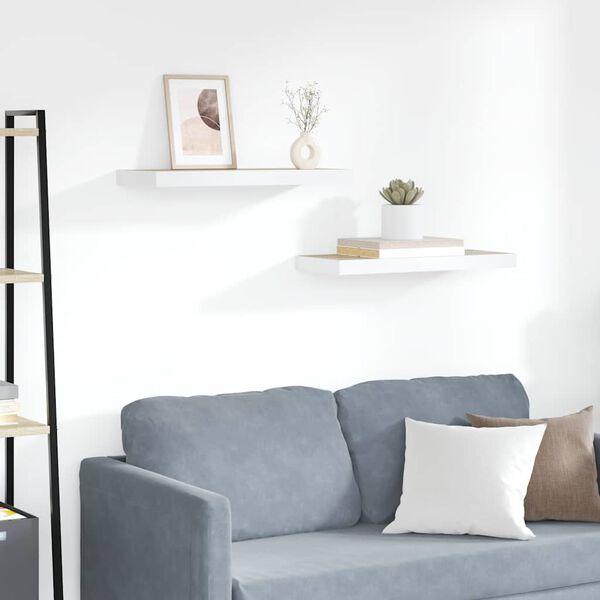 vidaXL Sv&auml;vande v&auml;gghyllor 2 st ek och vit 60x23,5x3,8 cm MDF