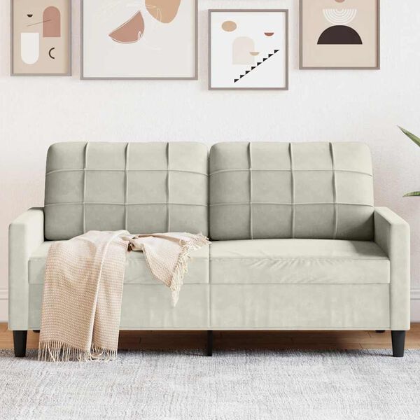 vidaXL Soffa 2-sits gr&auml;ddvit 140 cm sammet