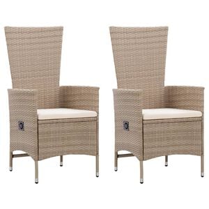 vidaXL Tr&auml;dg&aring;rdsstolar 2 st med dynor konstrotting beige