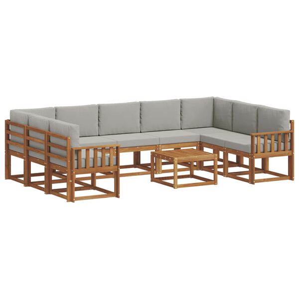 vidaXL Utomhussoffset med kudde 10 pcs Naturlig och Ljus Gr&aring;