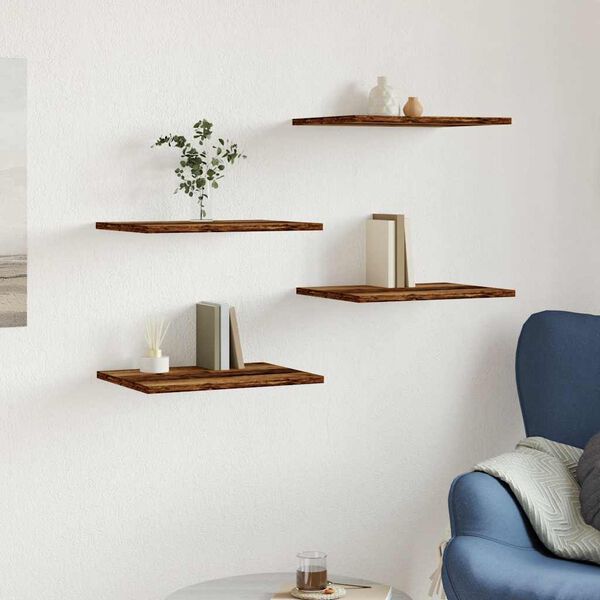 vidaXL Hyllplan 4 st &aring;ldrat tr&auml; 40x30x1,5 cm konstruerat tr&auml;