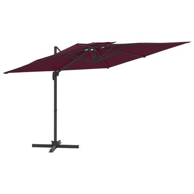 vidaXL Frihängande parasoll med ventilation vinröd 400x300 cm