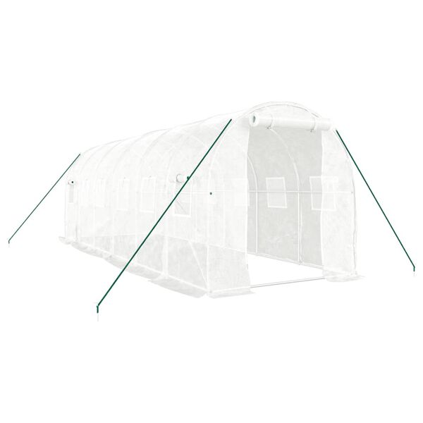vidaXL Växthus med stålram vit 12 m² 6x2x2 m