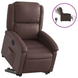 vidaXL Reclinerf&aring;t&ouml;lj med uppresningshj&auml;lp brun konstl&auml;der