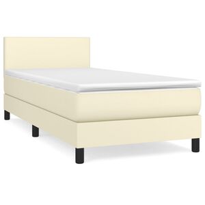 vidaXL Rams&auml;ng med b&auml;ddmadrass gr&auml;ddvit 100x200 cm konstl&auml;der