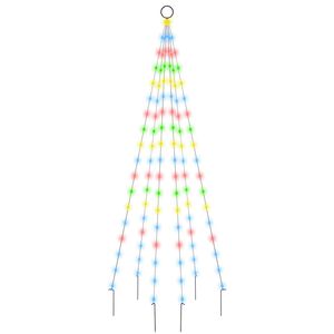 vidaXL Julgran p&aring; flaggst&aring;ng f&auml;rgglad 108 LEDs 180 cm