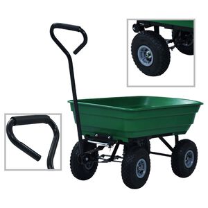 vidaXL Tr&auml;dg&aring;rdsvagn tippbar 300 kg 75L gr&ouml;n