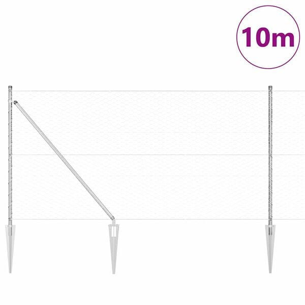 vidaXL St&auml;ngselstolpe Silver 10 x 1,2 m (36 mm n&auml;t) St&aring;l