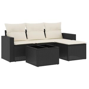 vidaXL Loungegrupp f&ouml;r tr&auml;dg&aring;rden med dynor 5 delar svart konstrotting