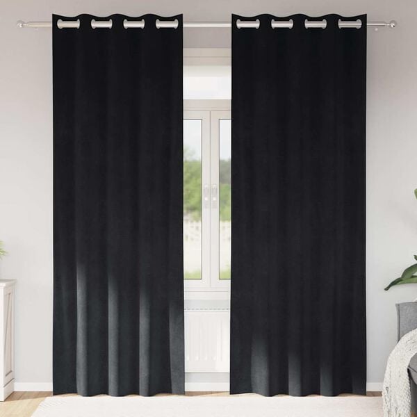 vidaXL Mörkläggningsgardiner 2 pcs Svart 140 x 245 cm Sammet