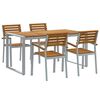 vidaXL Tr&auml;dg&aring;rdsm&ouml;belset 5 pcs Gr&aring; Massivt Akaciatr&auml;