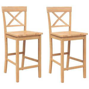 vidaXL Barstolar 2 st, naturligt massivt tr&auml;, gummi