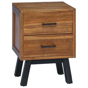 vidaXL S&auml;ngbord med l&aring;da Naturf&auml;rg 40 x 35 x 55 cm Massivt teaktr&auml;