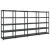 vidaXL F&ouml;rvaringshylla 5 hyllor svart 340x40x185 cm plast