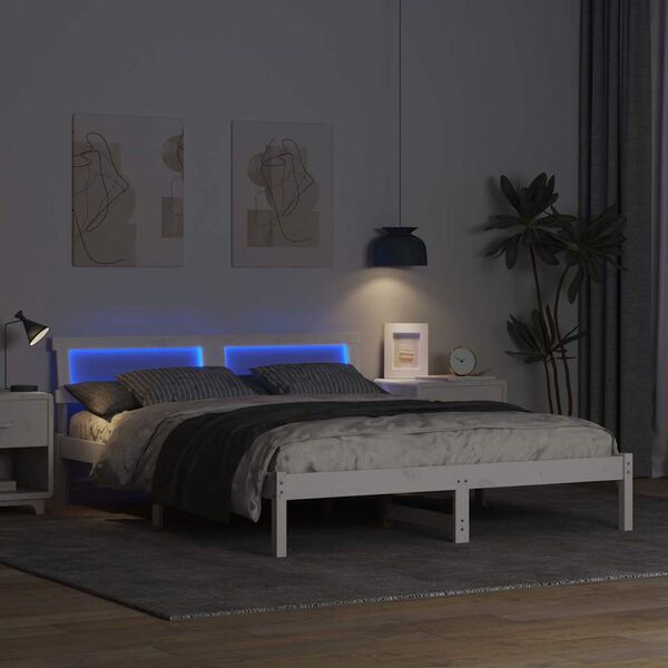 vidaXL S&auml;ngram med huvudgavel Vit 150 x 200 cm Massiv furu