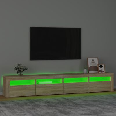 vidaXL Tv-bänk med LED-belysning sonoma ek 240x35x40 cm