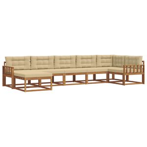 vidaXL Utomhussoffset med kudde 7 pcs Naturlig och Beige