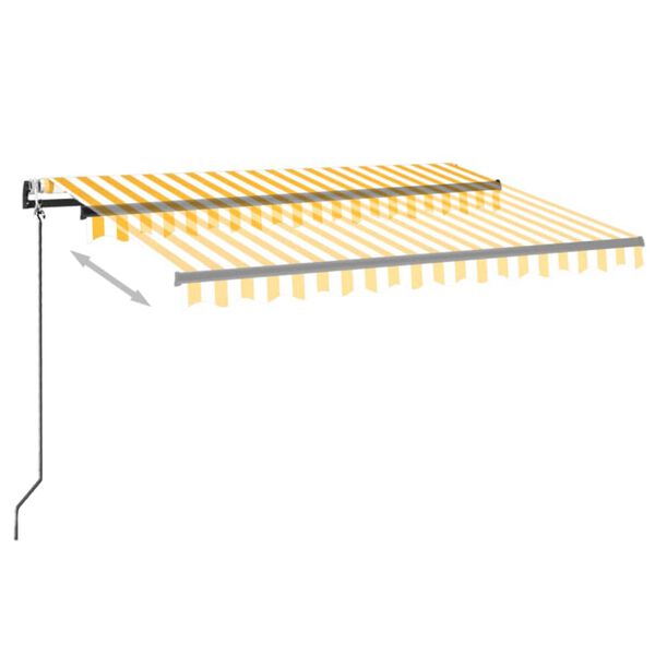 vidaXL Automatisk markis med vindsensor & LED 350x250 cm gul/vit