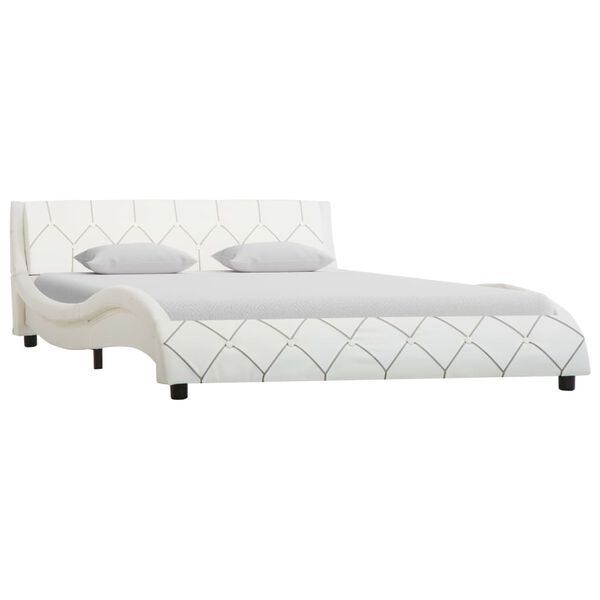 vidaXL S&auml;ngram utan madrass vit konstl&auml;der 140x200 cm