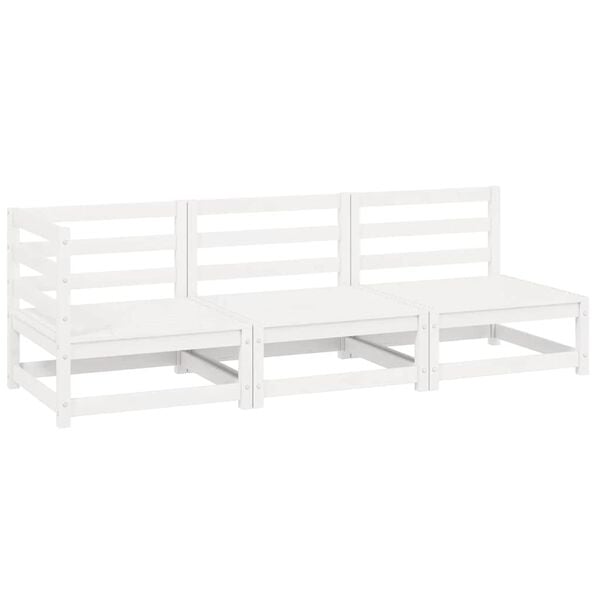 vidaXL Loungegrupp f&ouml;r tr&auml;dg&aring;rden 3 delar vit massiv furu