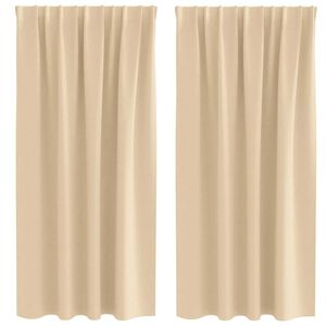 vidaXL M&ouml;rkl&auml;ggningsgardiner med Ringar 2 pcs Kr&auml;m 175 x 140 cm