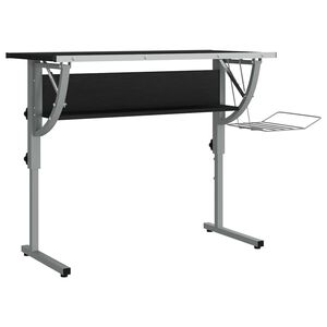 vidaXL Ritbord svart och gr&aring; 110x53x(58-87) cm konstruerat tr&auml; & st&aring;l