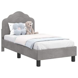 vidaXL S&auml;ngram f&ouml;r sm&aring;barn med huvudgavel Ljusgr&aring; 70 x 140 cm Sammet