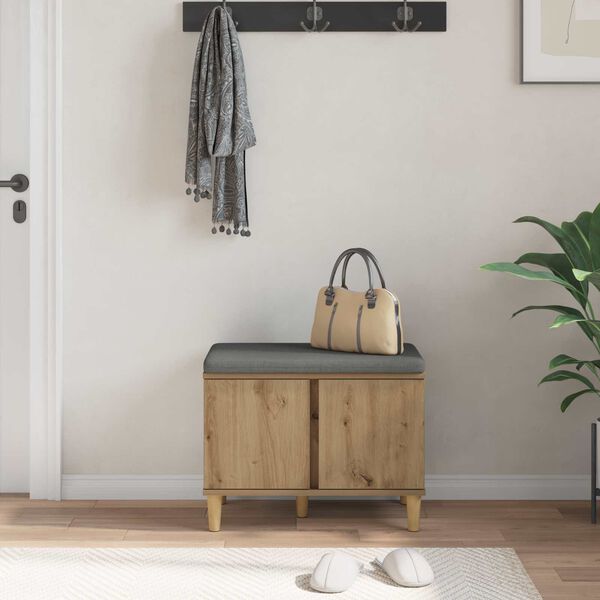 vidaXL Hallb&auml;nk med kudde med lagring Artisan Ek 60 x 38 x 46 cm