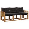 vidaXL Utomhussoffset med kudde 3 pcs Naturlig och svart