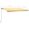 vidaXL Automatisk markis med vindsensor & LED 400x350 cm gul/vit